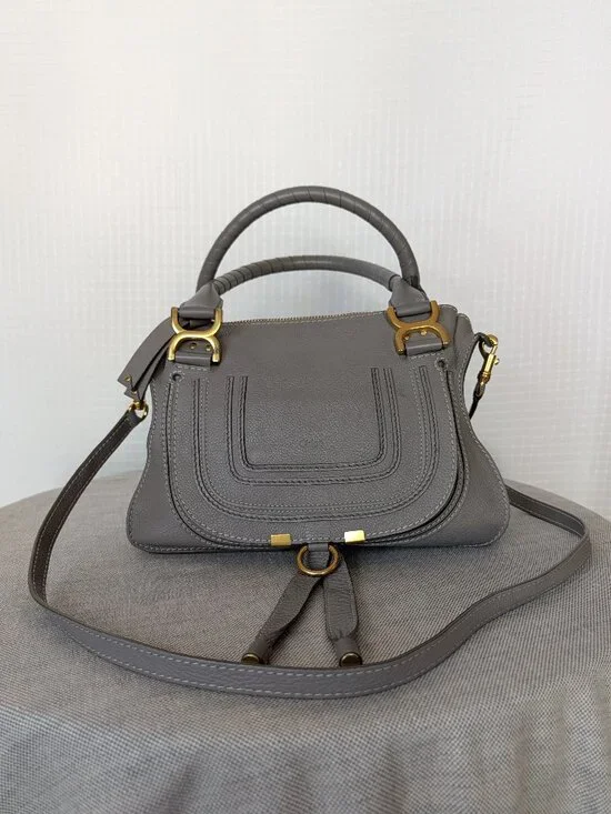 Chloé Marcie Medium Double Carry Satchel Cashmere Leather Bag Authentic - Picture 2 of 14